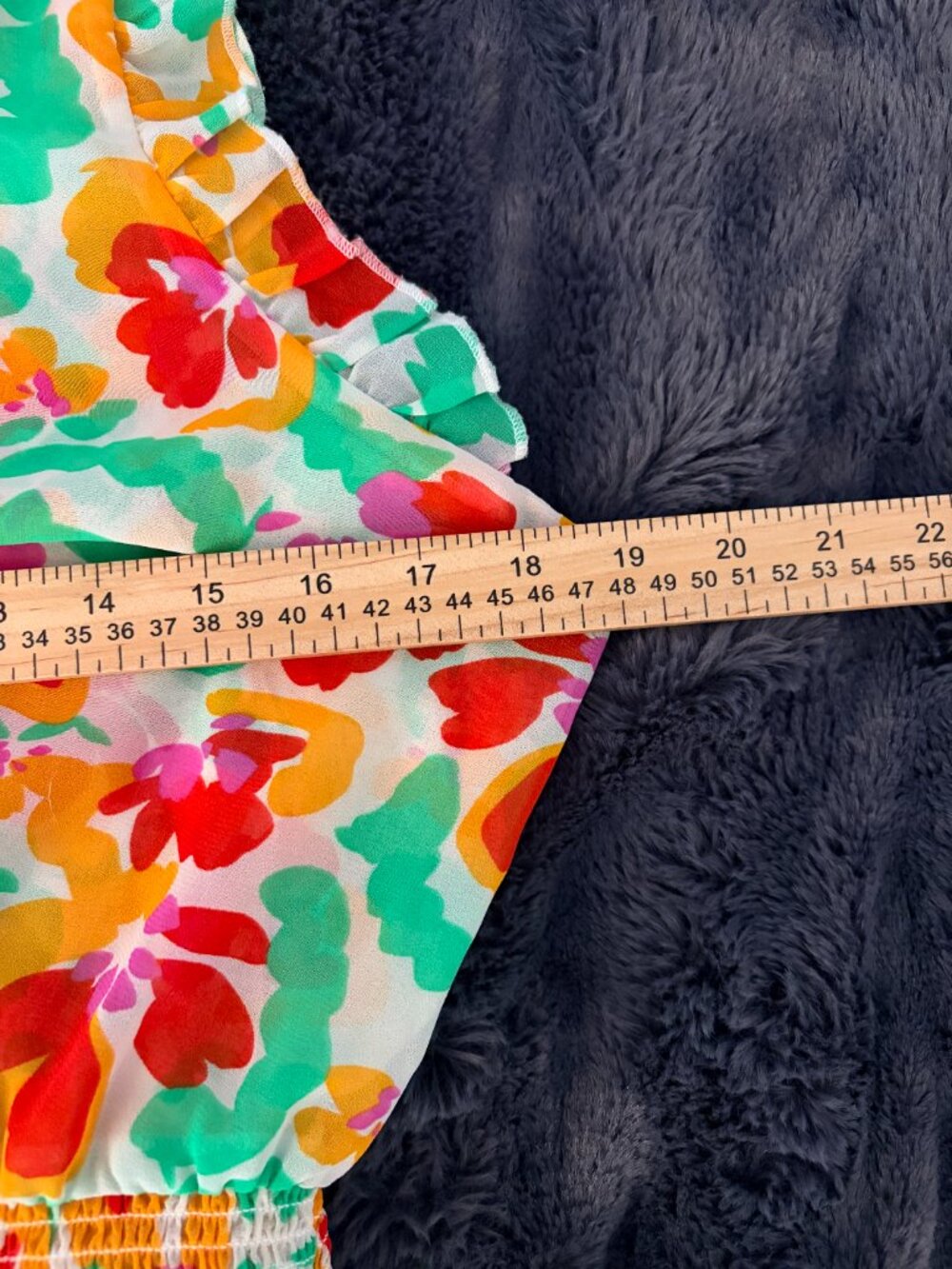 Cabi Floral Smocked Waist Dress Cottagecore Holiday Ruffle Midi Summer Resort - Picture 9 of 11